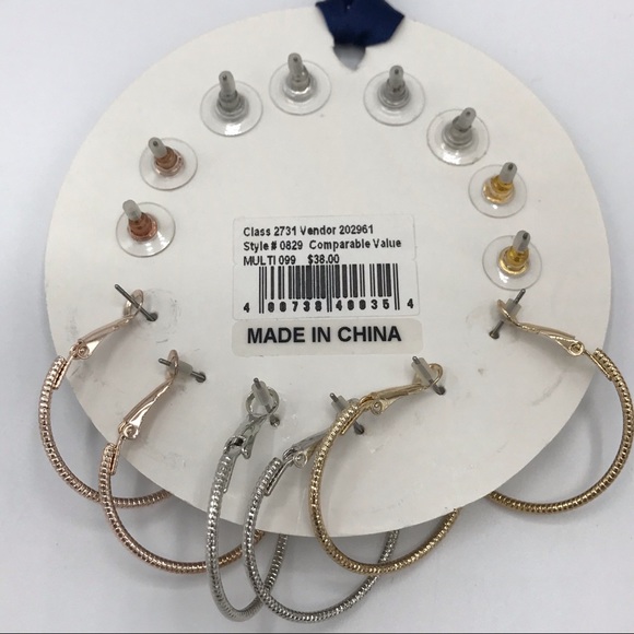 G.H. Bass 7 Pack Of Earrings Gold/Silver NWT - Picture 4 of 4